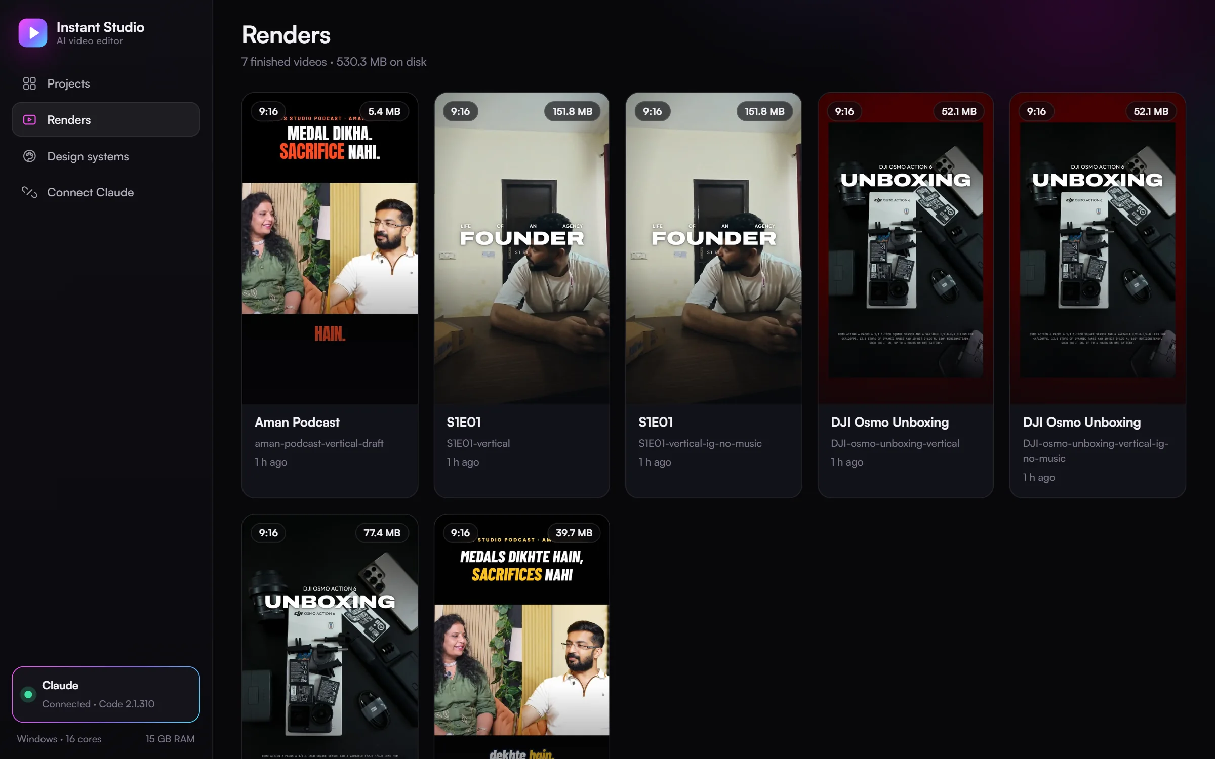 Render library with every version ready to download